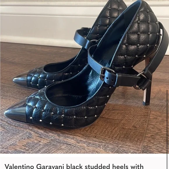 Valentino Garavani Rockstud Spike Stilettos Pointed Toe Silver Stud Sz 40 US 10 - Picture 5 of 5